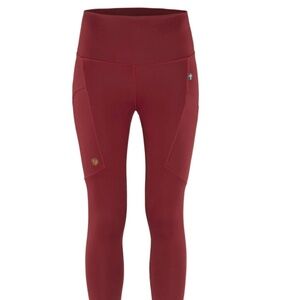 Fjallraven trekking Tights pants Red pomegranate reinforcement seat knees hike L